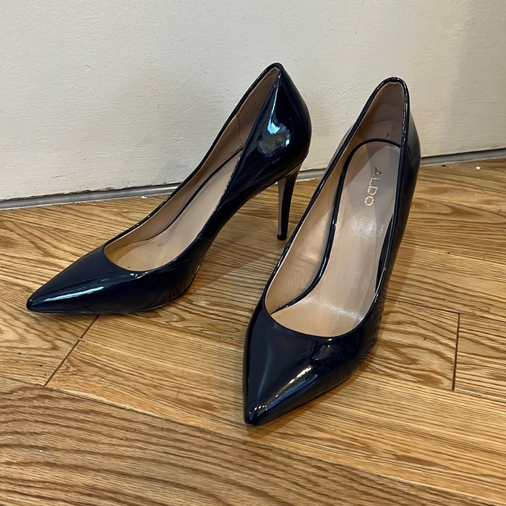 Navy Aldo Shiny Heels